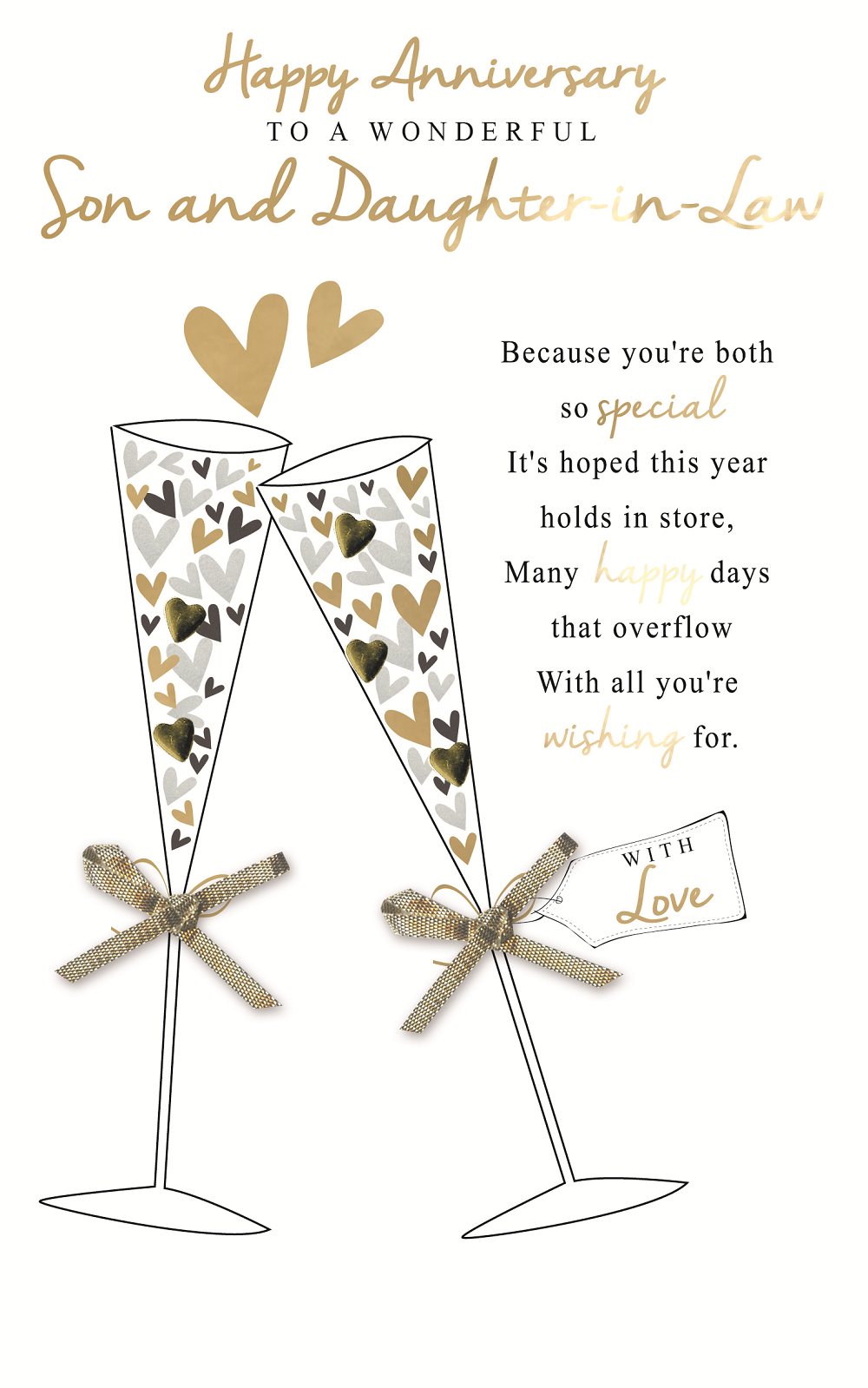 Son And Daughter In Law Embellished Anniversary Greeting Card Love Kates