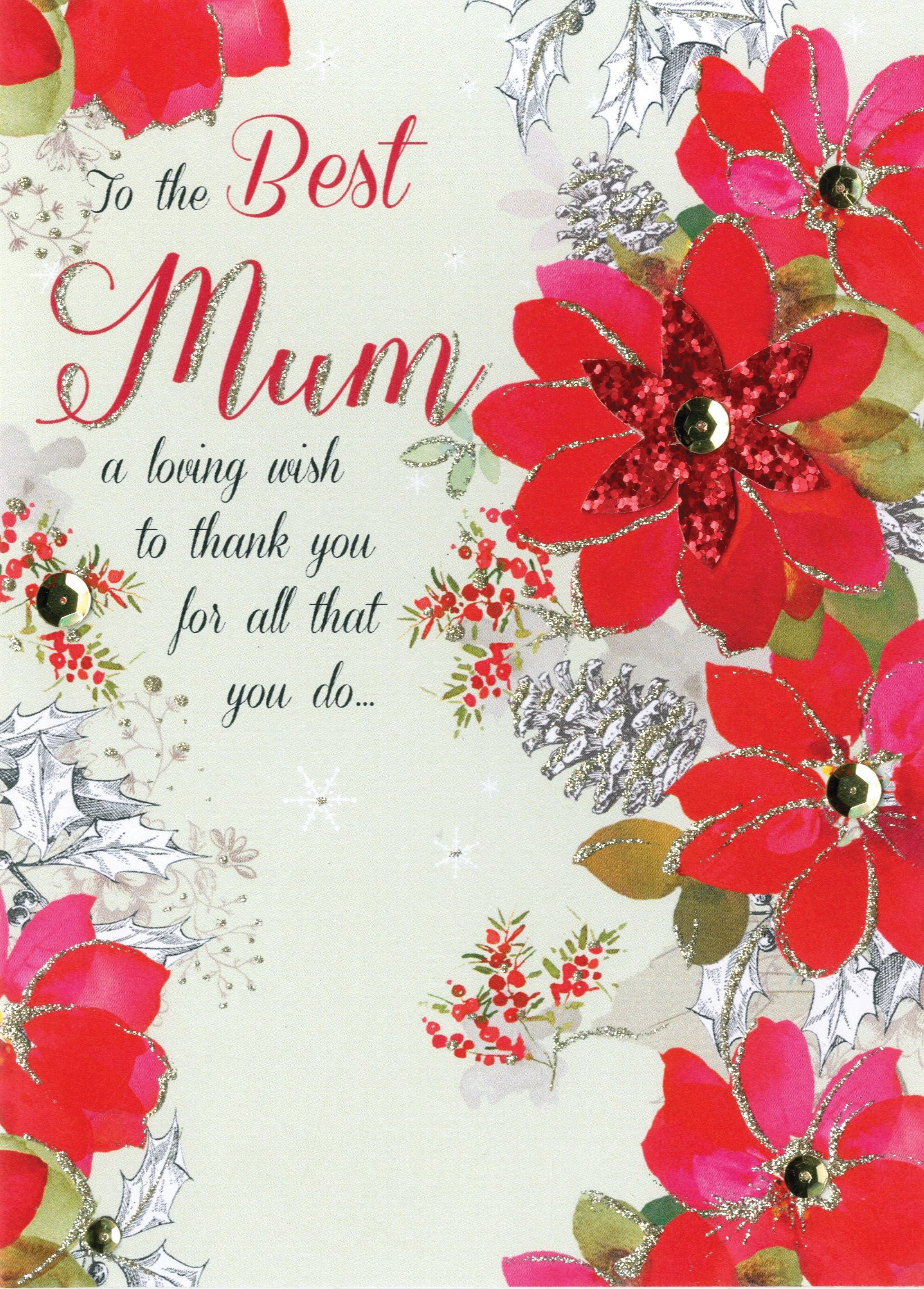 The Best Mum & Dad Embellished Christmas Card Hand-Finished