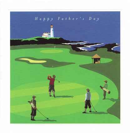 Scenic Golfing By The Sea Happy Father's Day Greeting Card