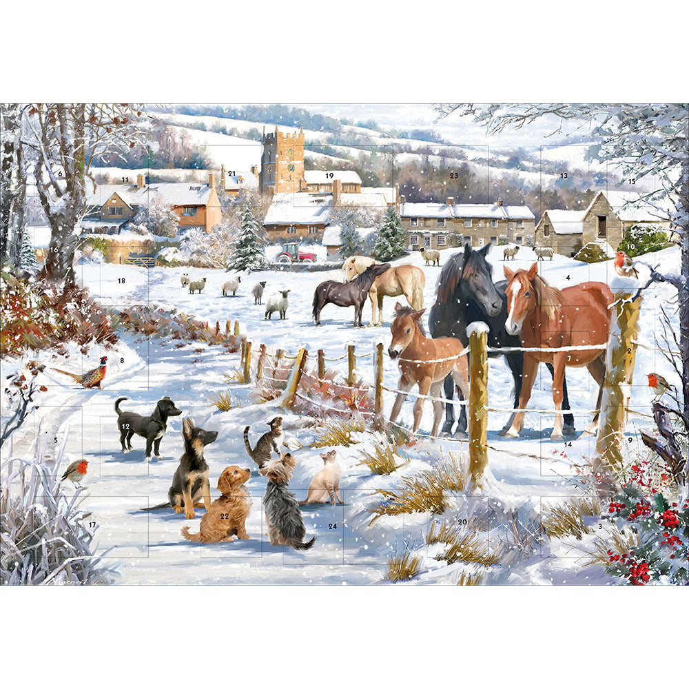 Caltime Festive Snowy Lane Traditional Christmas Advent Calendar