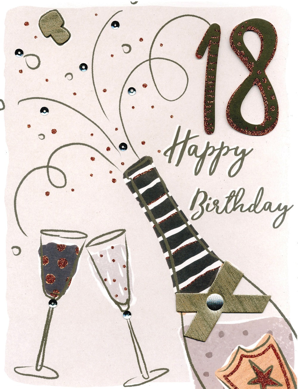 18th Happy Birthday Fizz Gigantic Greeting Card  A4 Sized Cards