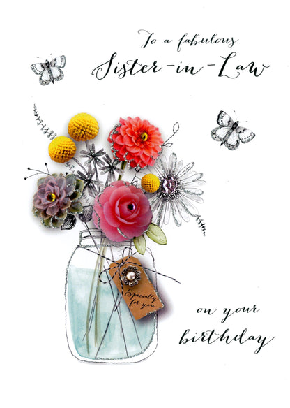 Sister-In-Law Birthday Embellished Greeting Card