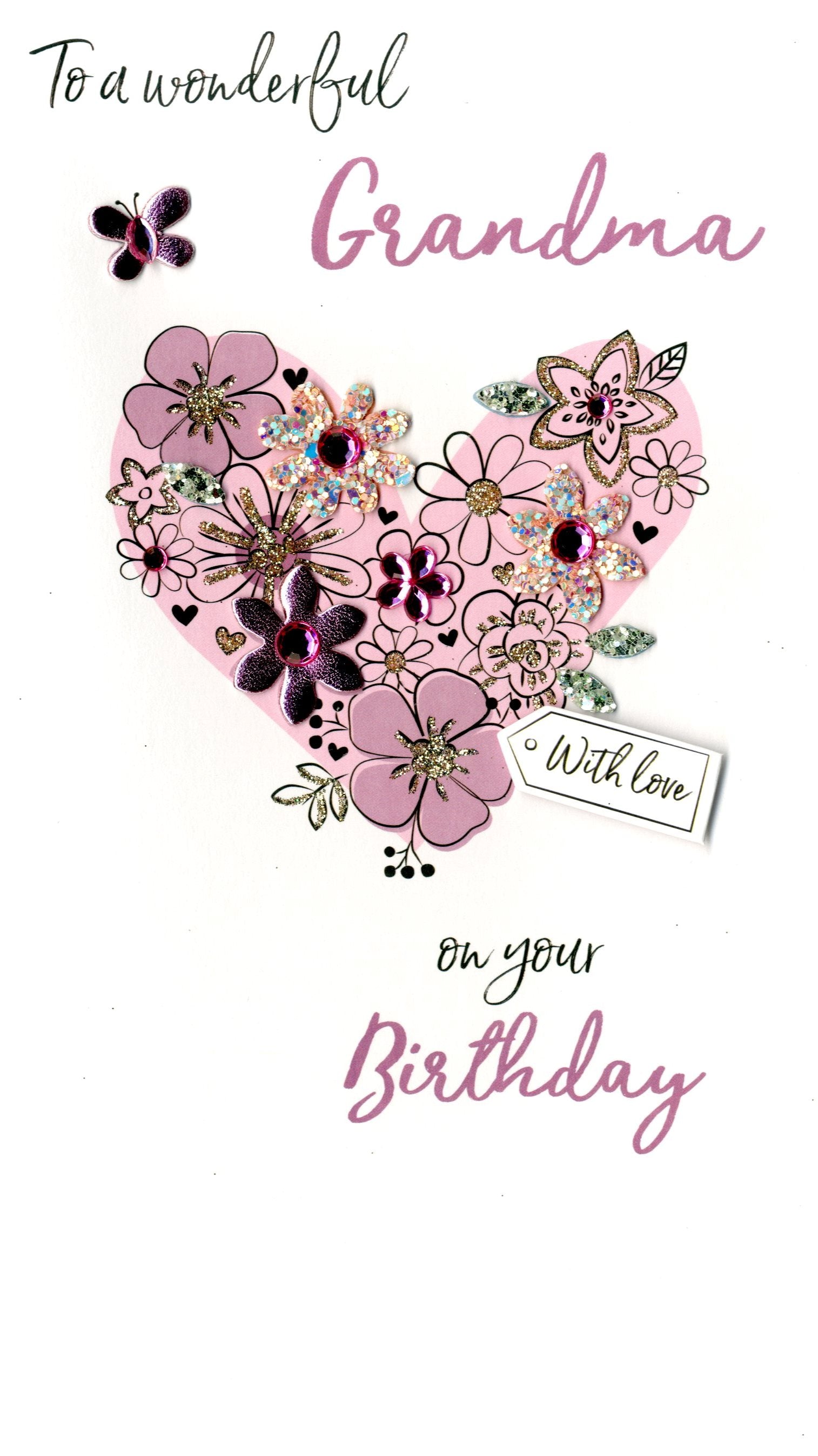 Wonderful Grandma Birthday Greeting Card Hand-Finished – Love Kate's