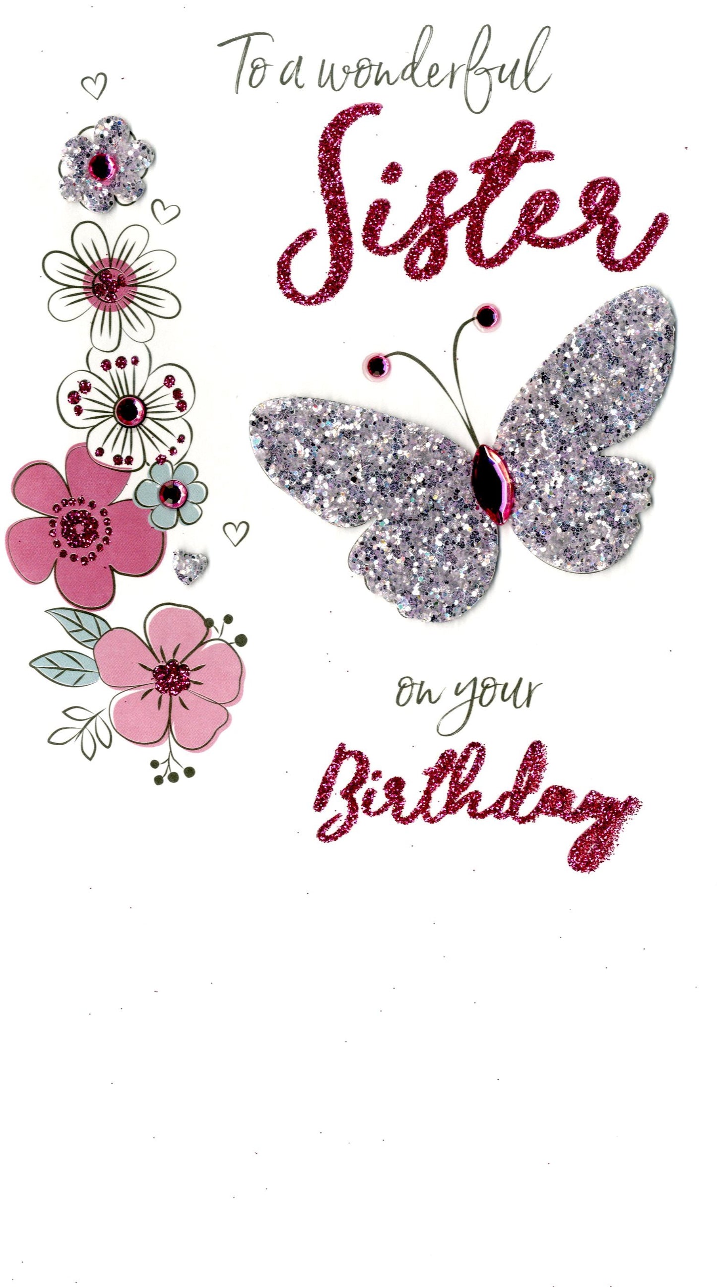 Wonderful Sister Birthday Greeting Card Hand-Finished