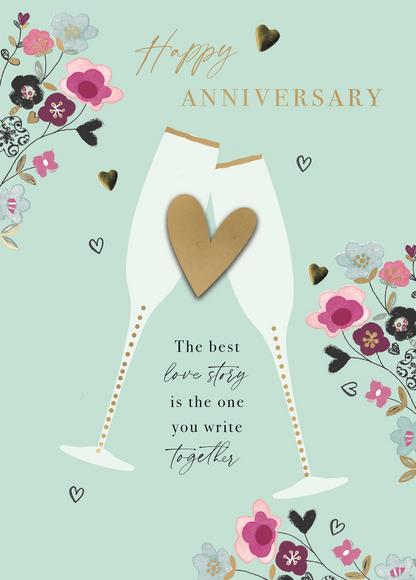 The Best Love Story Embellished Anniversary Greeting Card