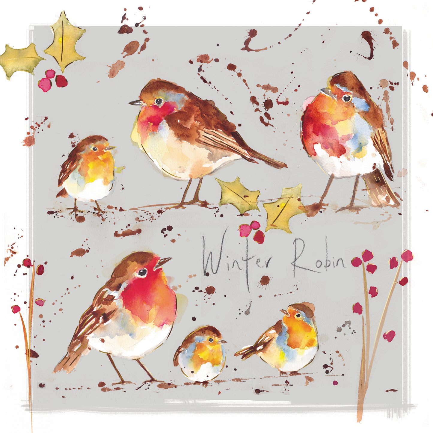 Box of 15 Almanac Winter Robin & Hare Christmas Cards In 3 Designs