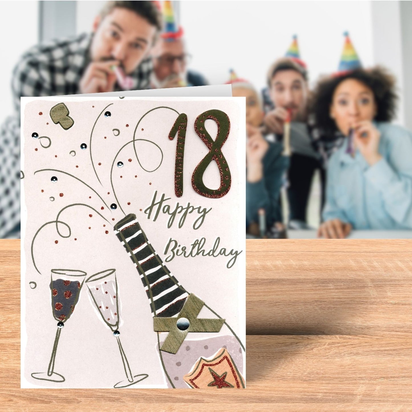 18th Happy Birthday Fizz Gigantic Greeting Card  A4 Sized Cards