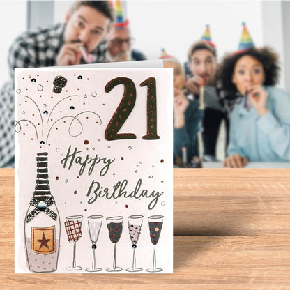 21st Happy Birthday Fizz Gigantic Greeting Card  A4 Sized Cards