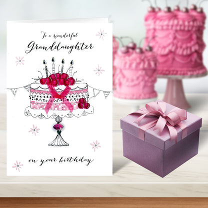 Wonderfull Granddaughter Birthday Embellished Greeting Card