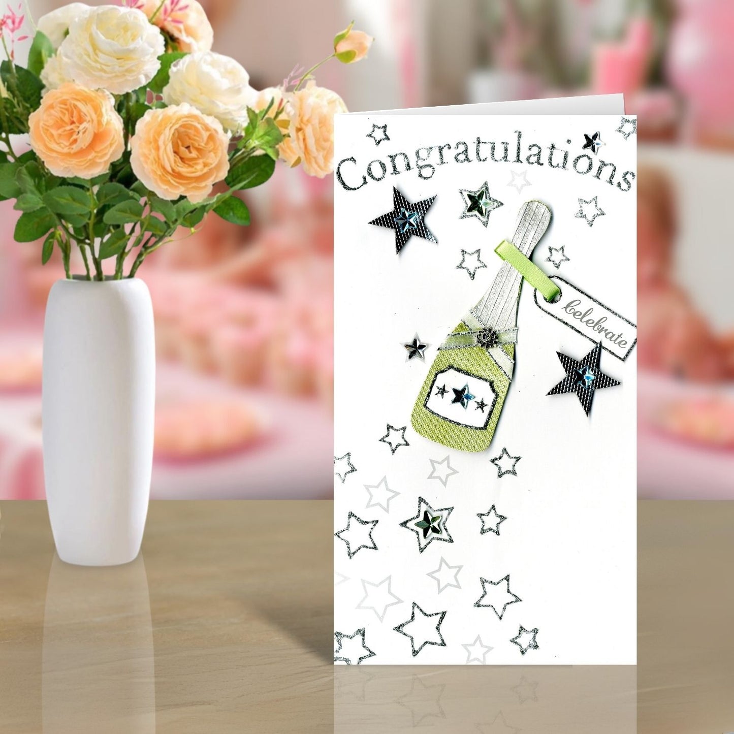 Congratulations Celebrate Luxury Champagne Greeting Card