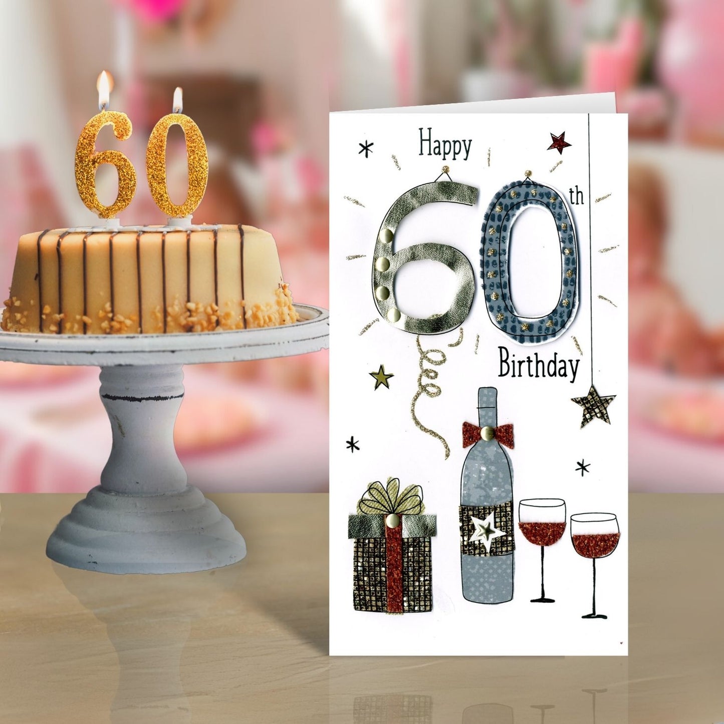 Male Happy 60th Birthday Greeting Card Hand-Finished