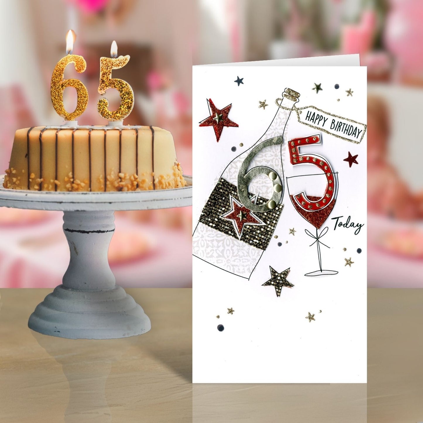 Happy Birthday 65th Birthday Greeting Card Hand-Finished