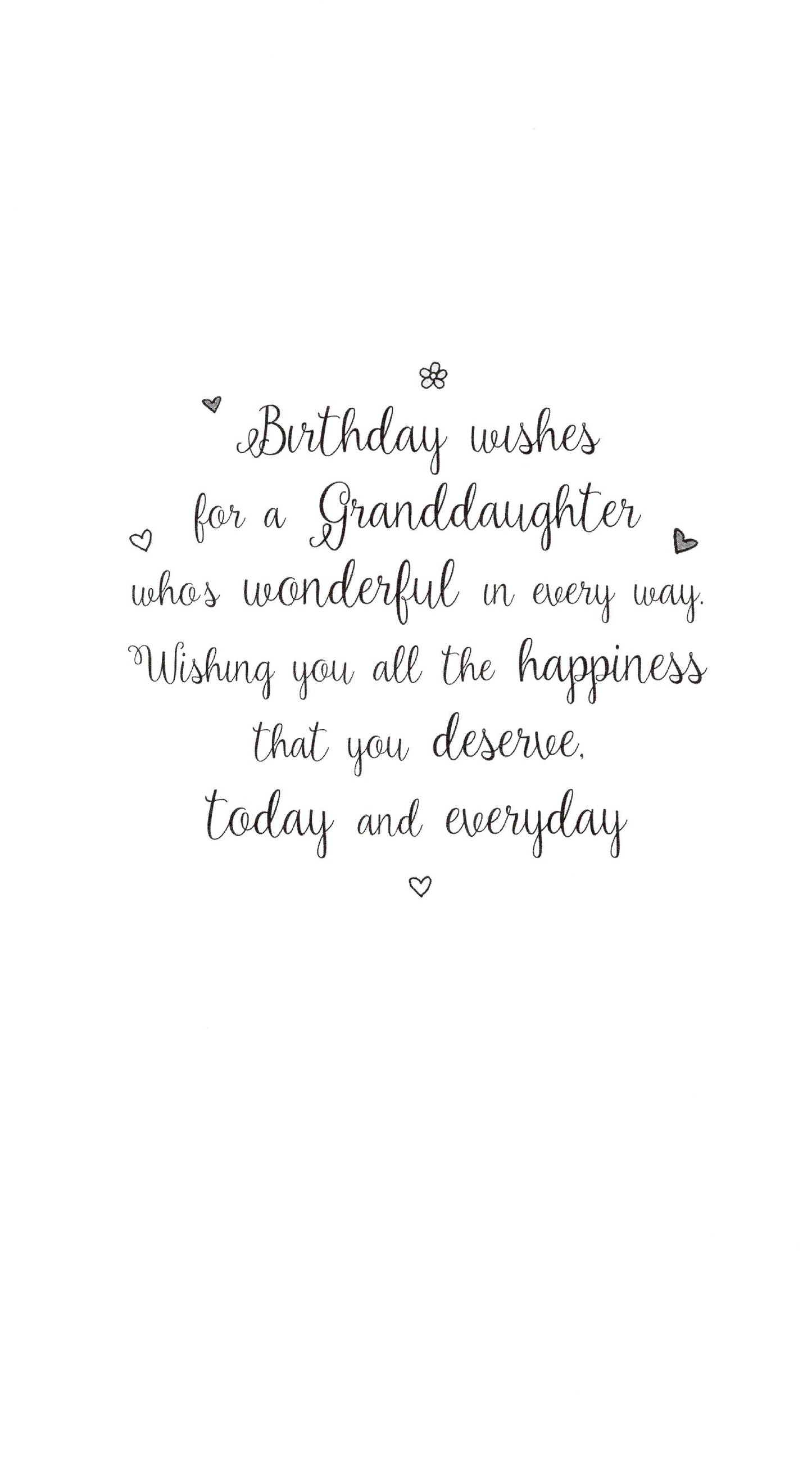 Special Granddaughter Birthday Greeting Card Hand-Finished