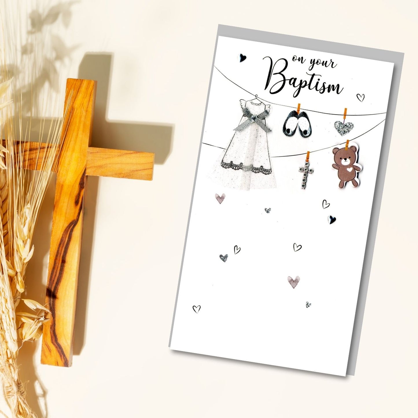 Baptism Congratulations Greeting Card Hand-Finished