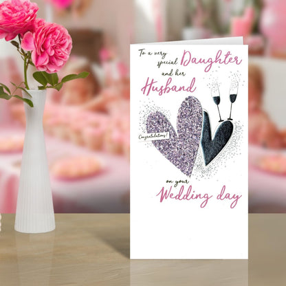 Daughter & Husband Wedding  Greeting Card Hand-Finished