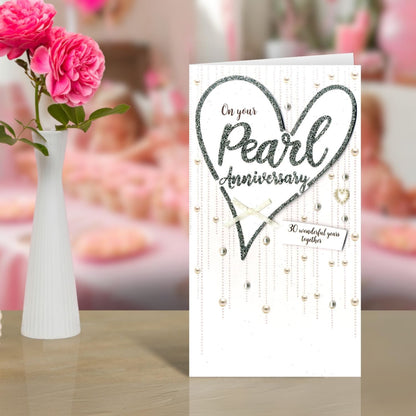 Pearl Anniversary Greeting Card Hand-Finished