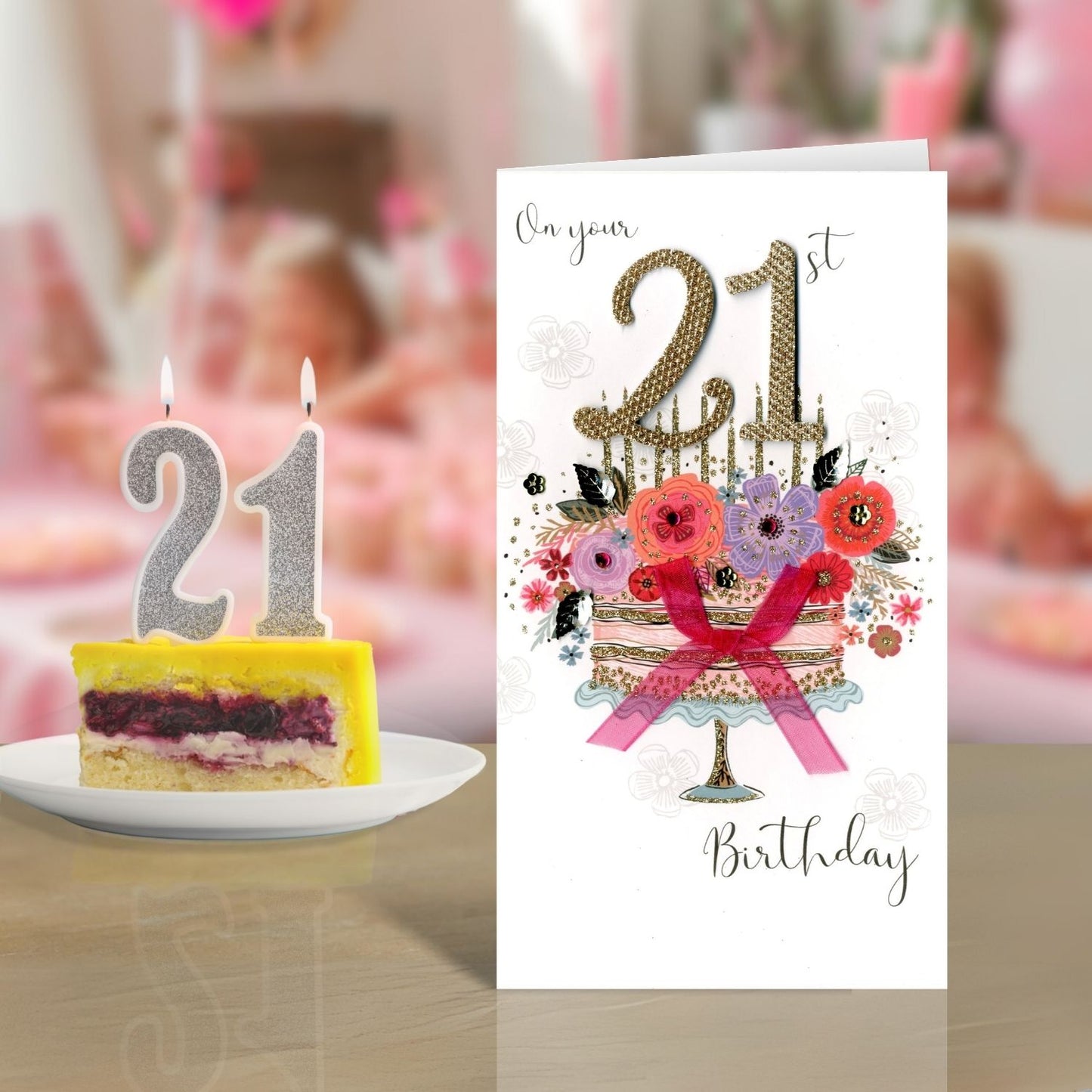 21st Birthday Greeting Card Hand-Finished