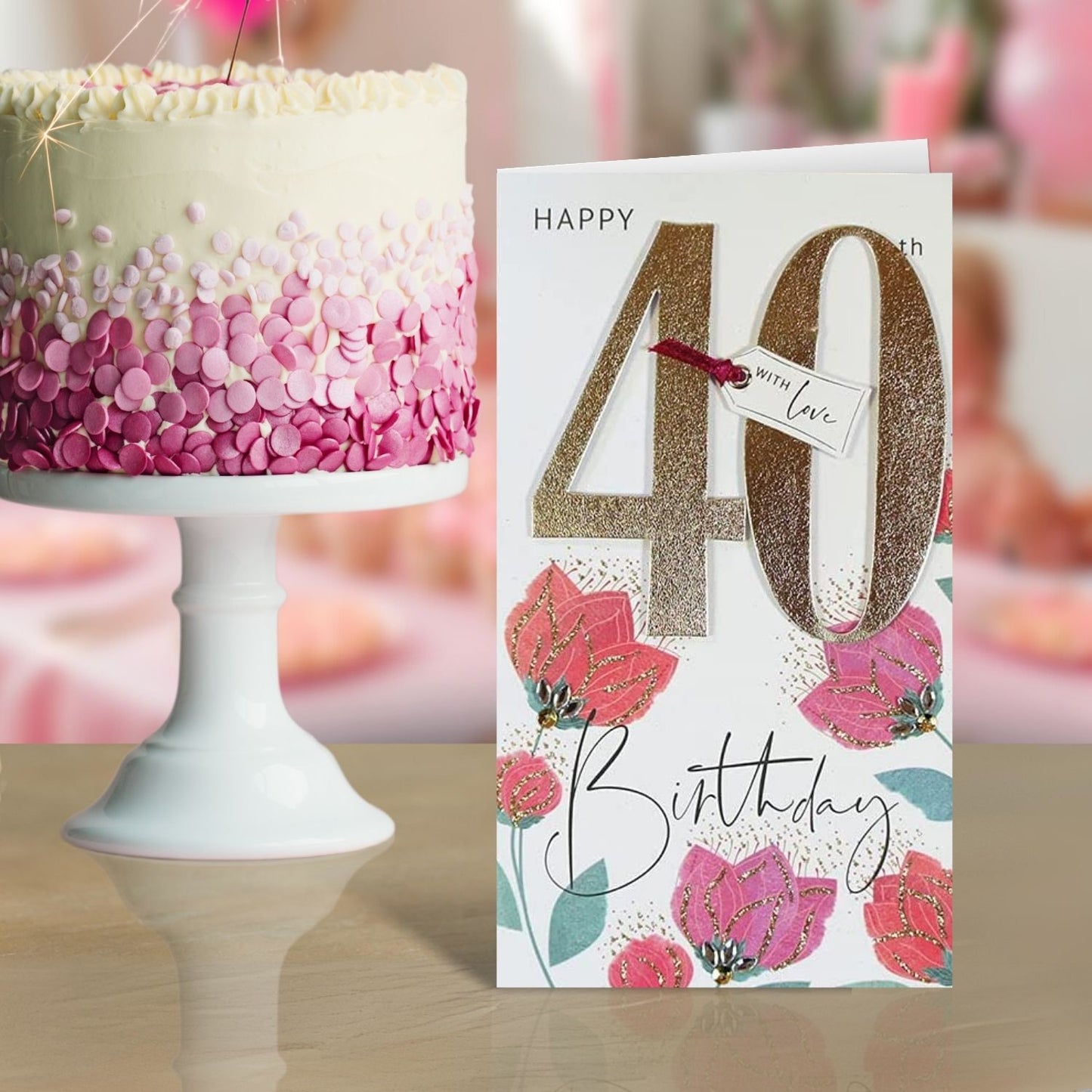 40th Birthday Greeting Card Hand-Finished