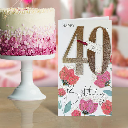 40th Birthday Greeting Card Hand-Finished