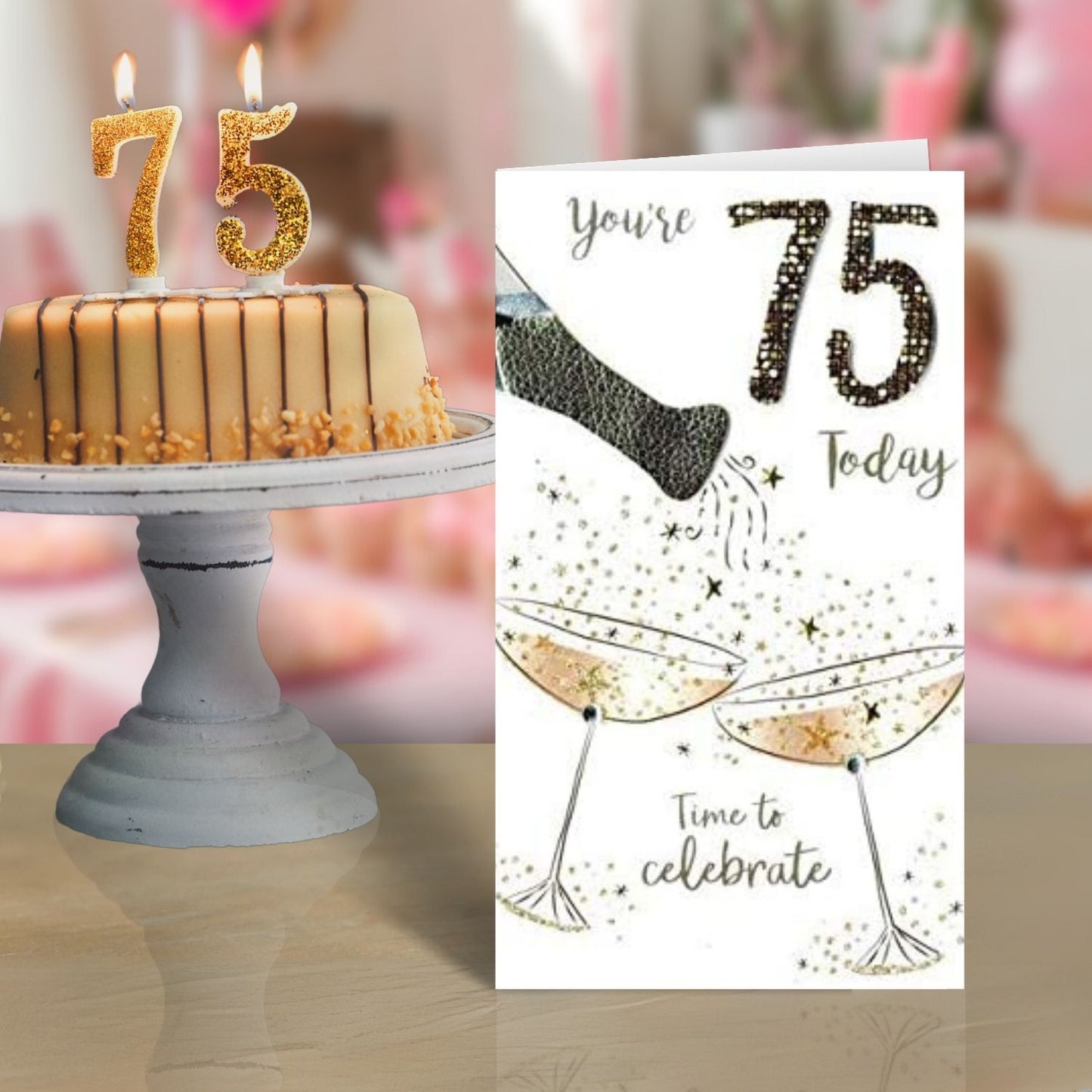 75th Birthday Greeting Card Hand-Finished