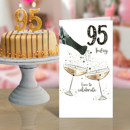 95th Birthday Greeting Card Hand-Finished