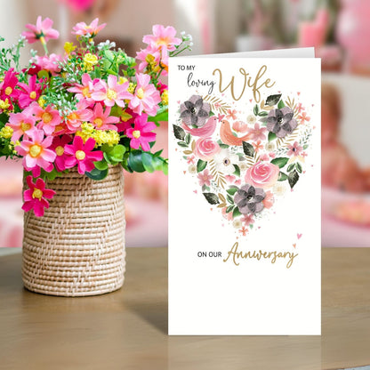 Wife Anniversary Embellished Hand-Finished Greeting Card