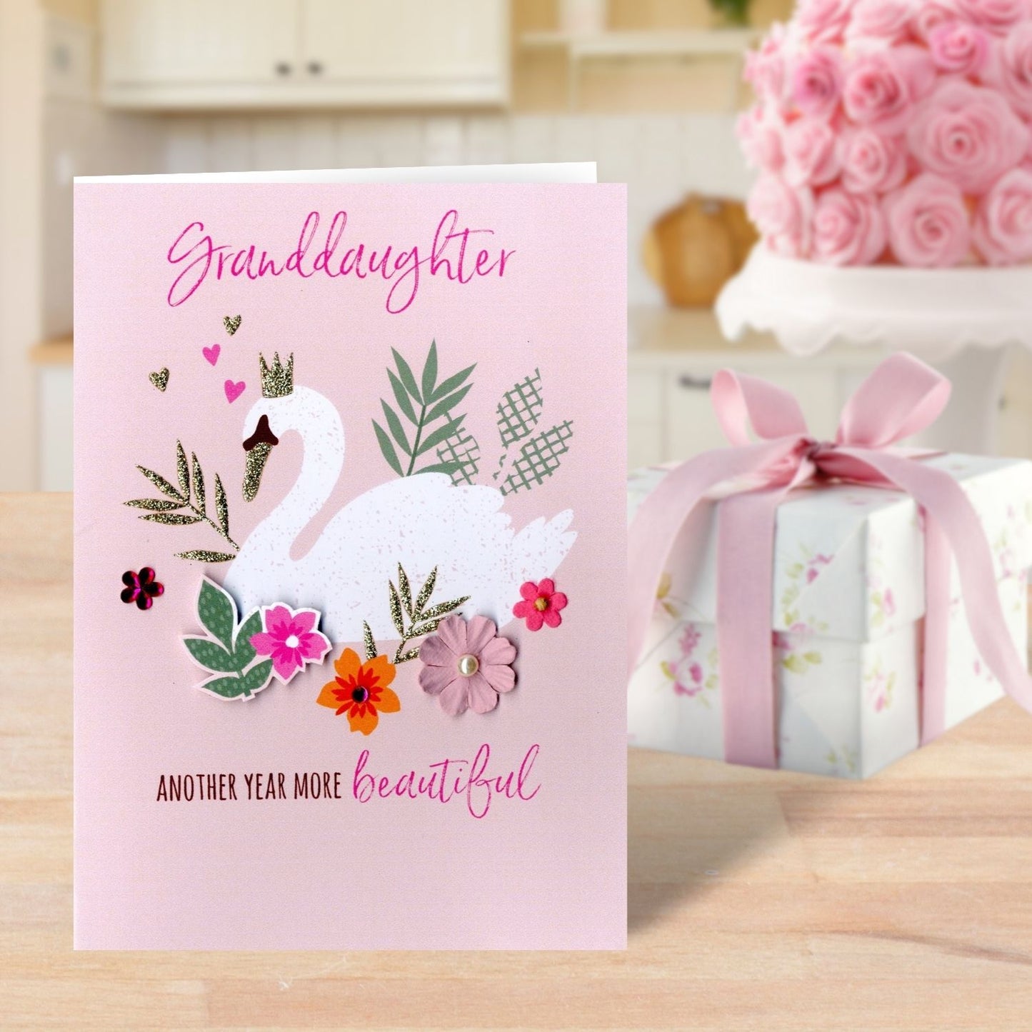 Granddaughter Glittered Birthday Greeting Card