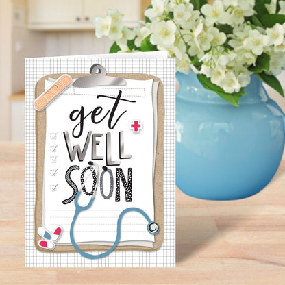 Get Well Soon Doctor Clipboard Greeting Card