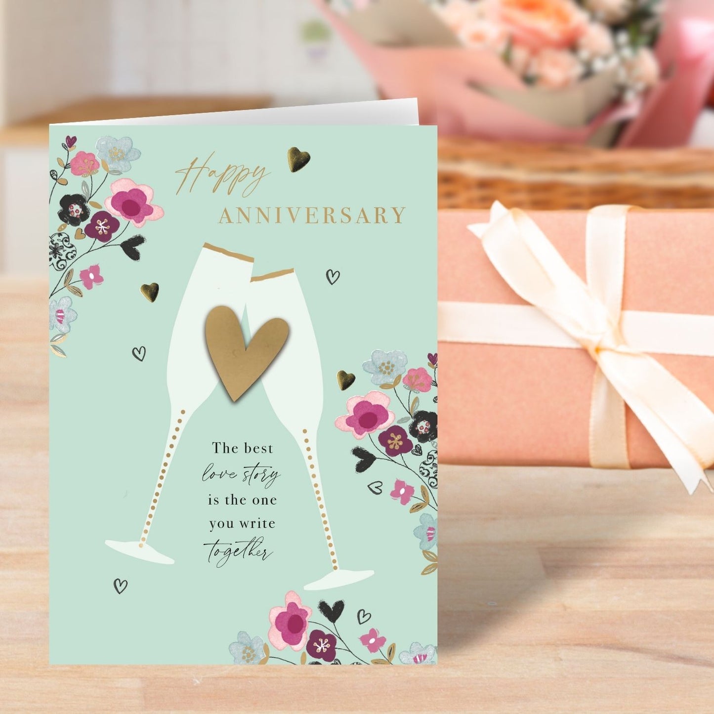 The Best Love Story Embellished Anniversary Greeting Card