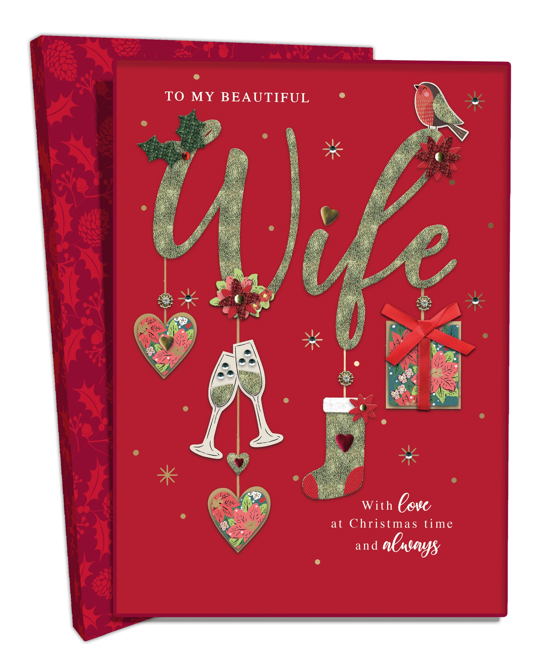 Boxed Beautiful Wife Luxury Lavish Keepsake Christmas Greeting Card In ...