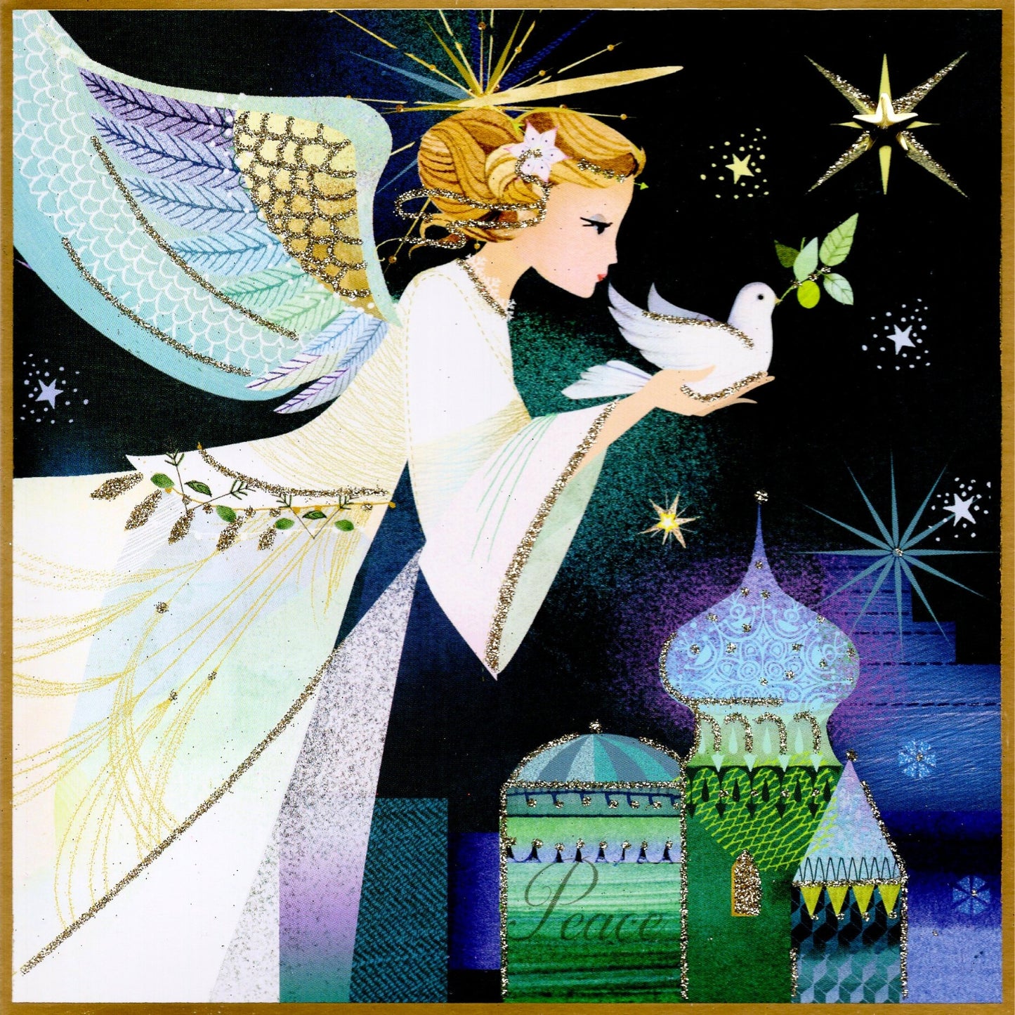 Box of 6 Angel Of Peace Luxury Hand-Finished Christmas Cards