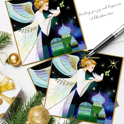 Box of 6 Angel Of Peace Luxury Hand-Finished Christmas Cards