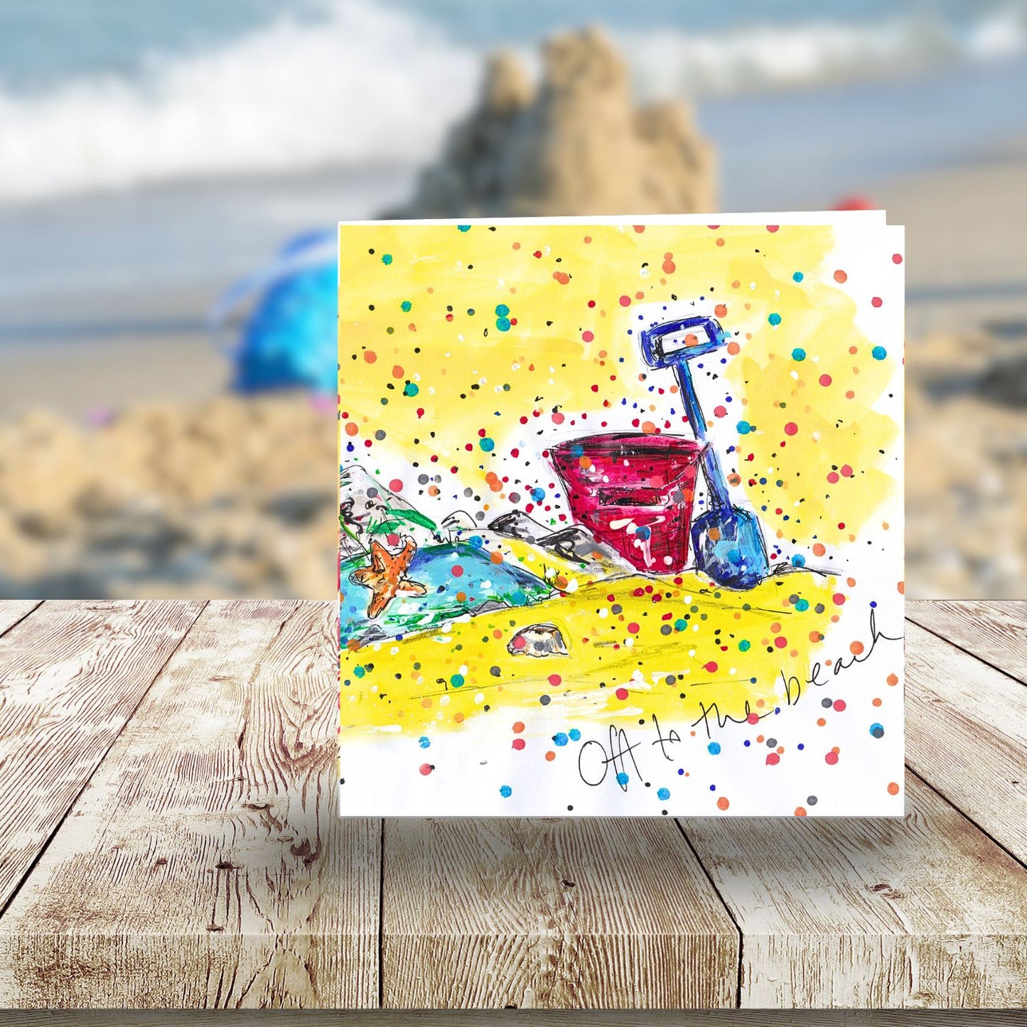 Tabitha Corbett 'Off To The Beach' Bucket Fun! Artistic Greeting Card