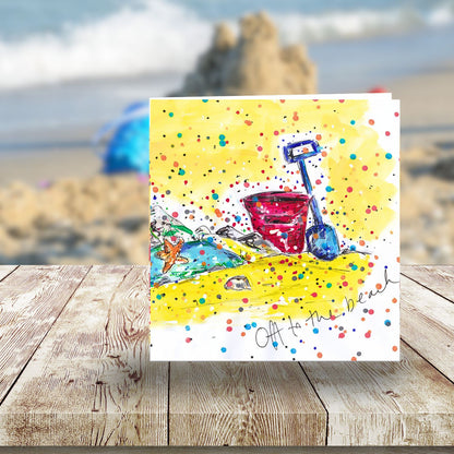 Tabitha Corbett 'Off To The Beach' Bucket Fun! Artistic Greeting Card