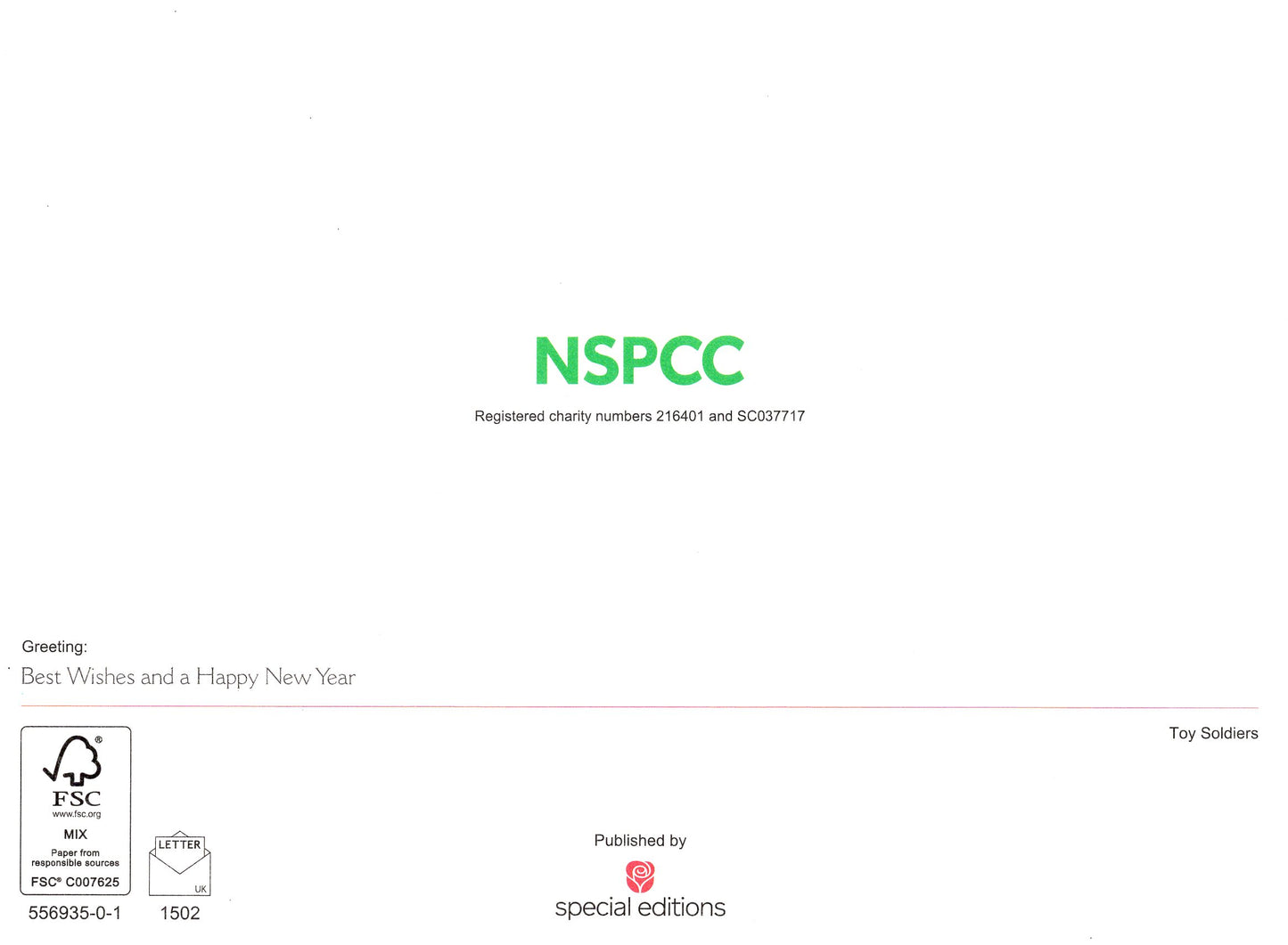 Box of 8 Toy Soldiers NSPCC Charity Christmas Cards