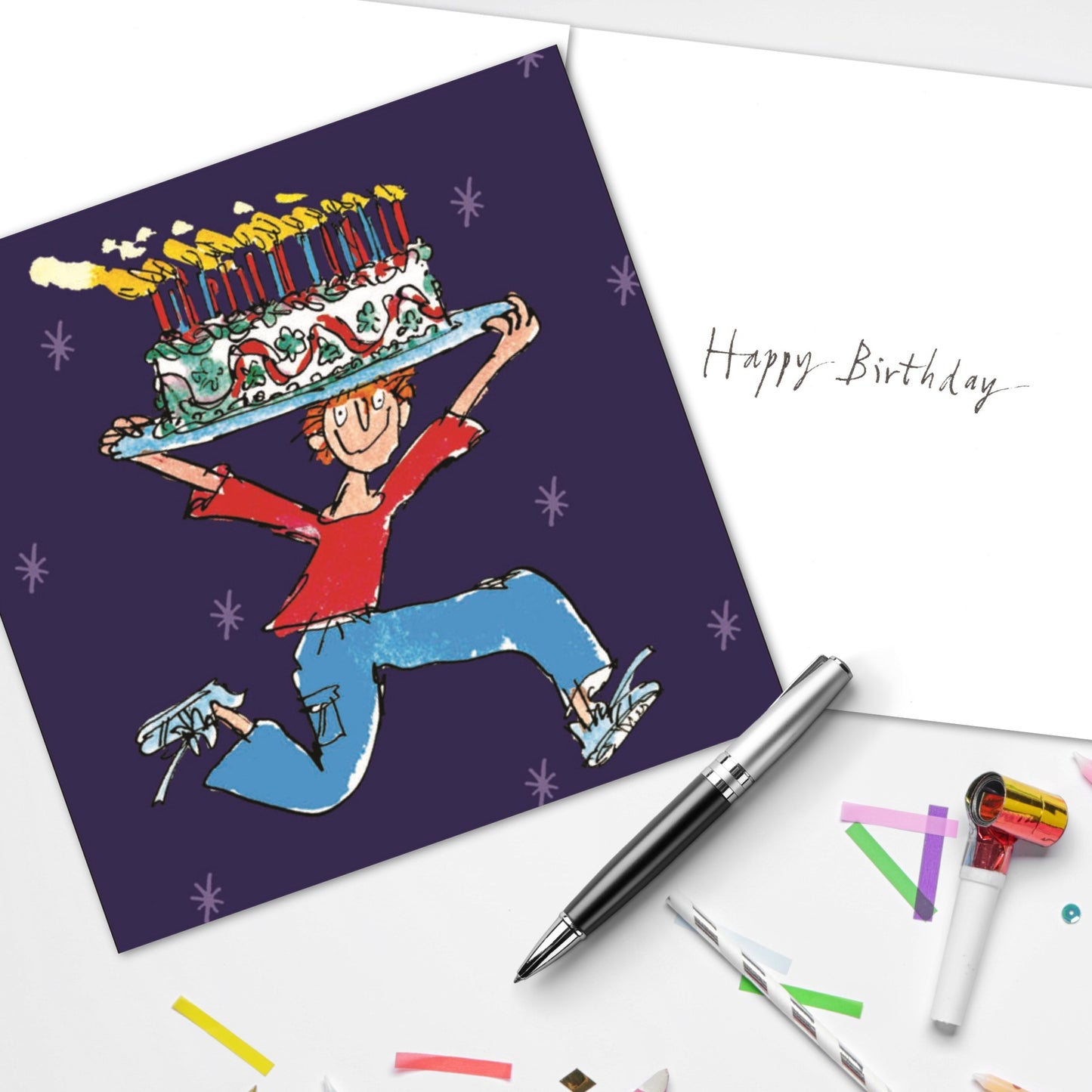 Quentin Blake Big Cake Happy Birthday Greeting Card