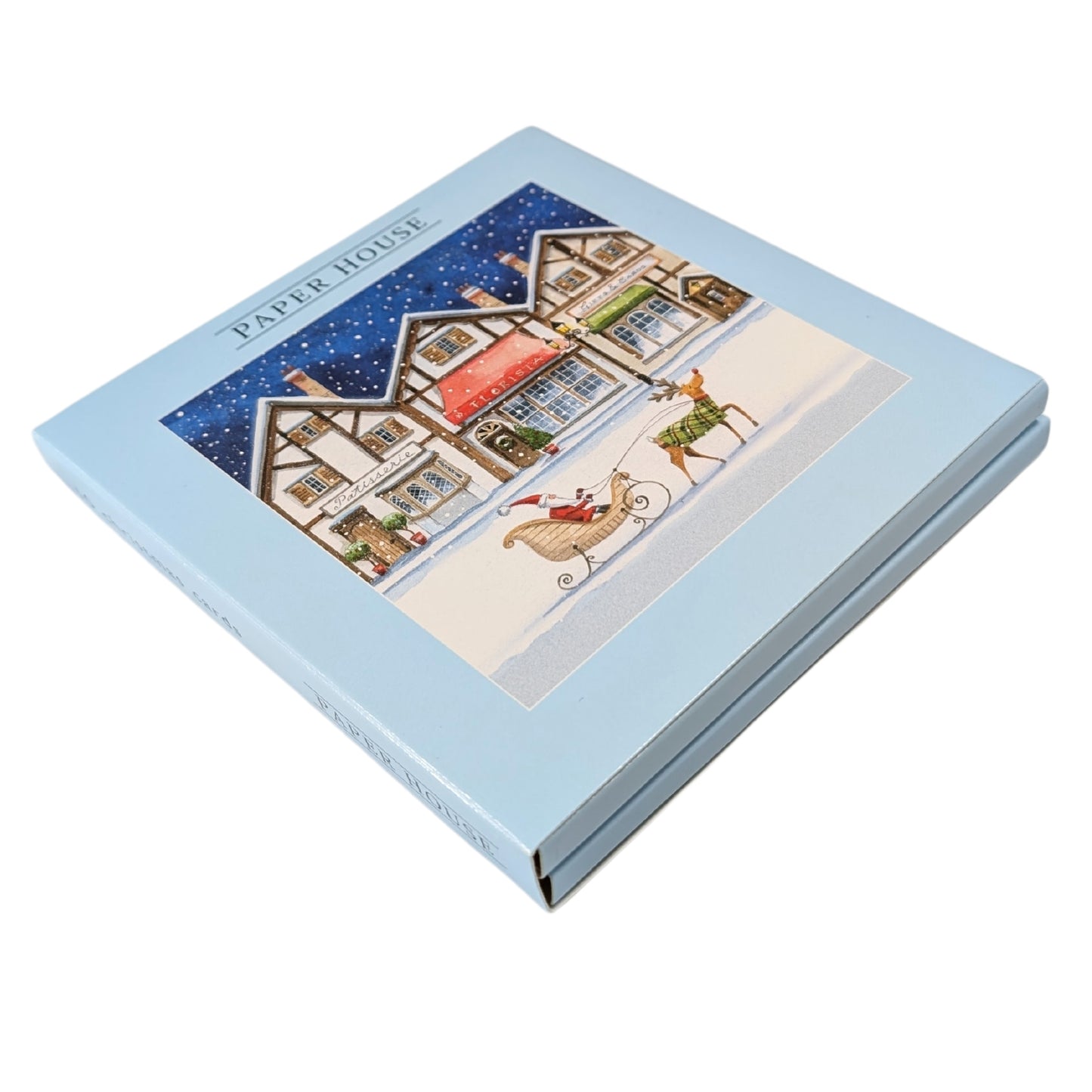 Box of 10 Paper House Christmas Snowy Streets Christmas Cards In 2 Designs