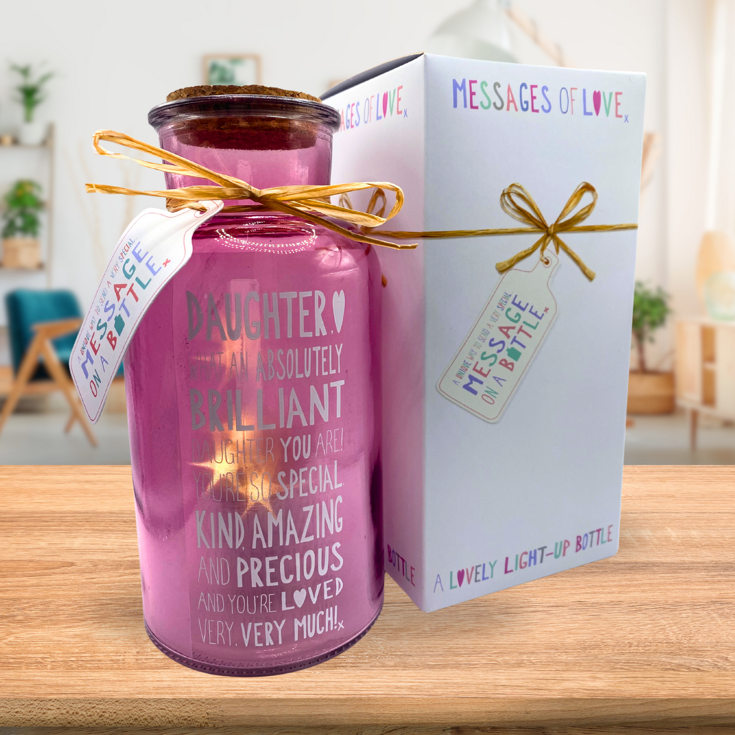 Brilliant Daughter Light Up Jar Messages Of Love Glass Jar With LED Lights