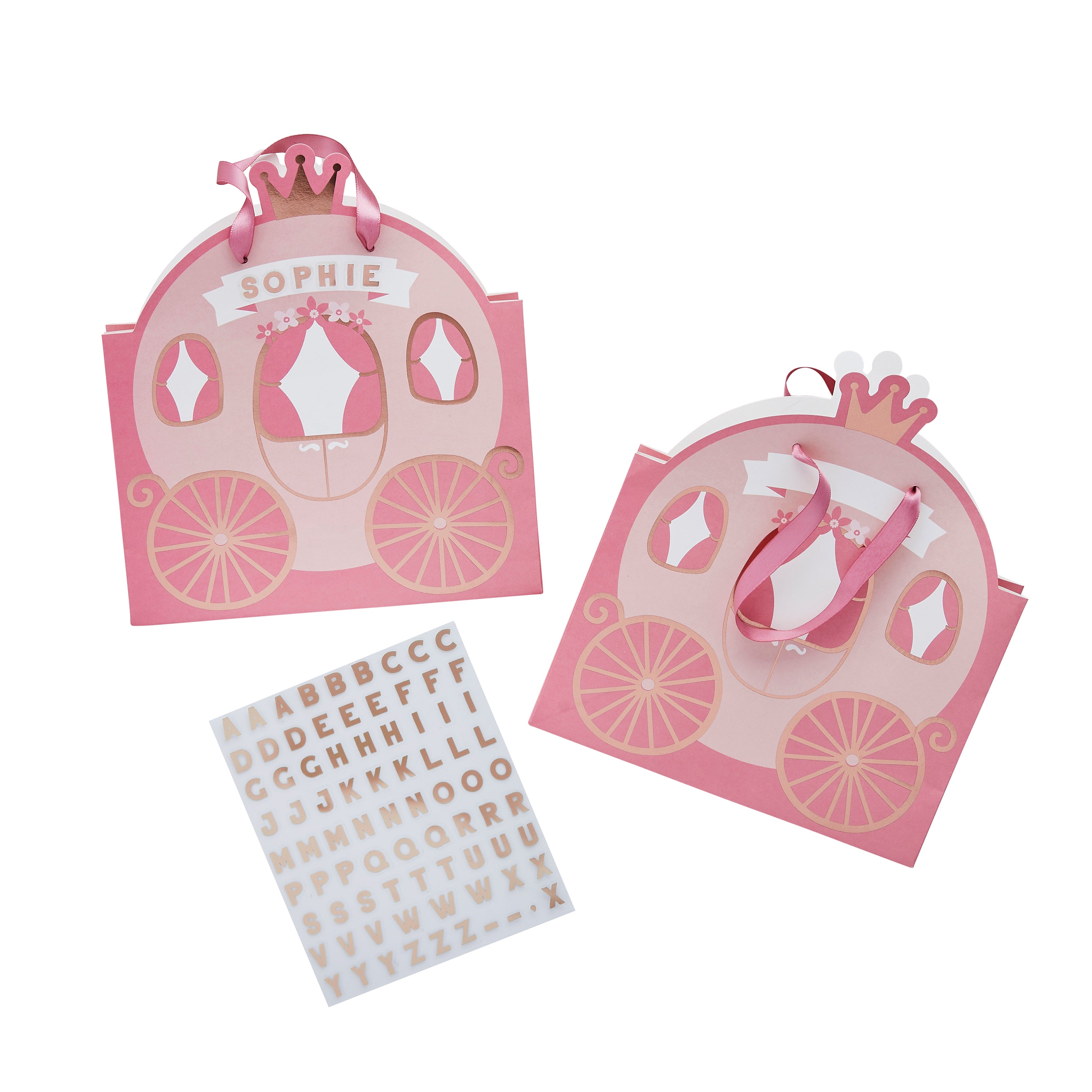 Hootyballoo 4 Pack Personalised Princess Carriage Party Bags Gift Bag Love Kate s