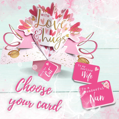 With Love & Hugs Pop Up Greeting Card Choice Of Cards