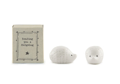 East Of India Sending A Hedgehug Matchbox With Ceramic Hedgehog Inside