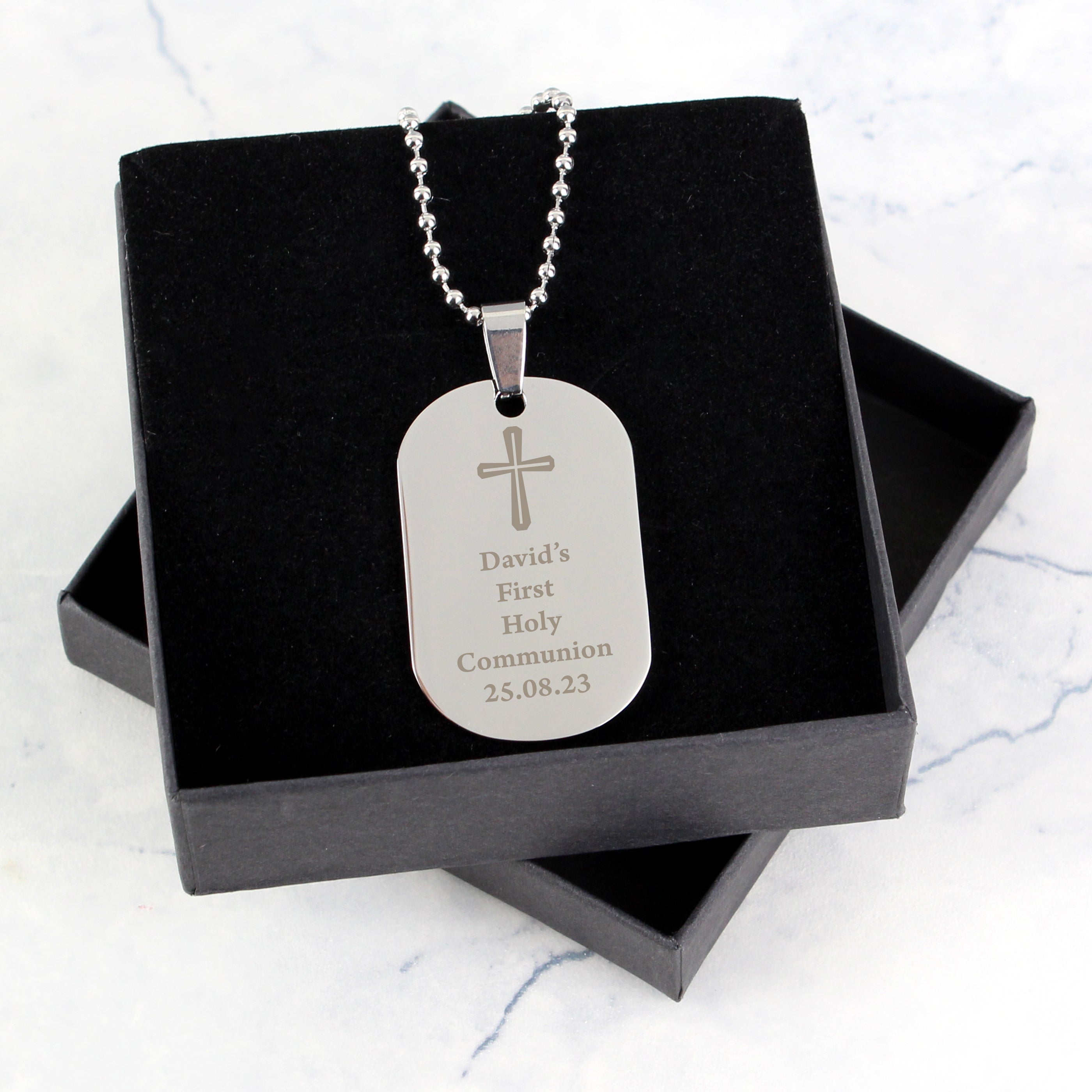 Black cross dog tag best sale