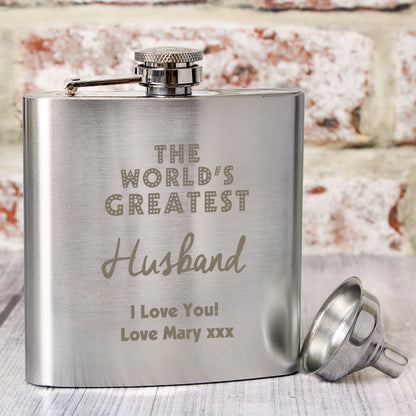 Personalised 'The World's Greatest' Hip Flask - Personalise It!