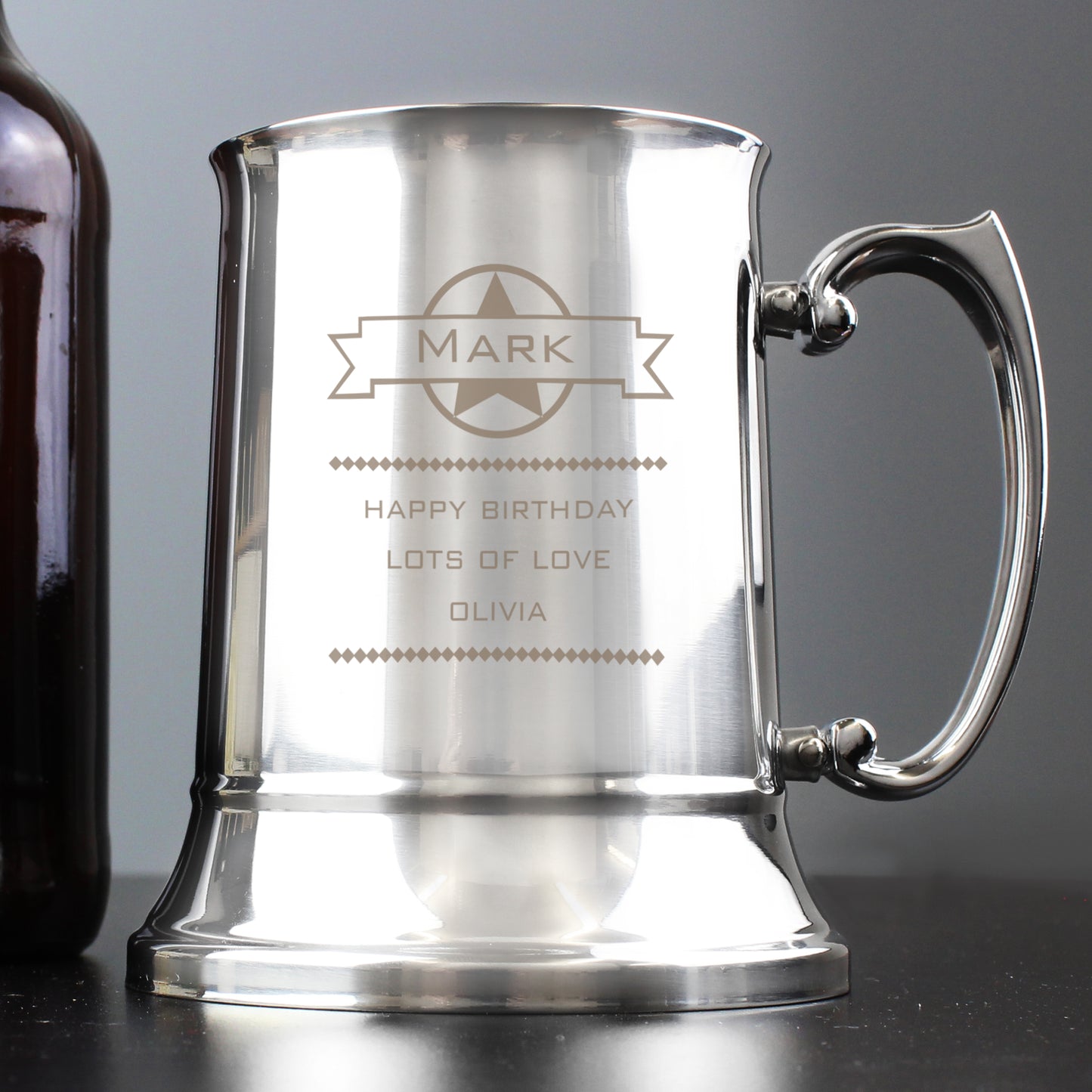 Personalised Diamond Stainless Steel Tankard - Personalise It!