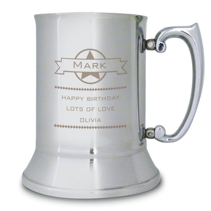 Personalised Diamond Stainless Steel Tankard - Personalise It!