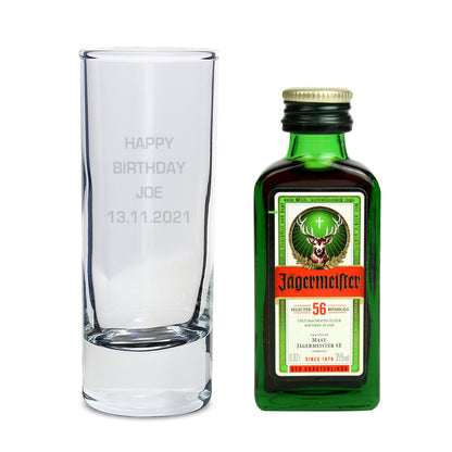 Personalised Shot Glass and Miniature Jagermeister - Text Only - Personalise It!