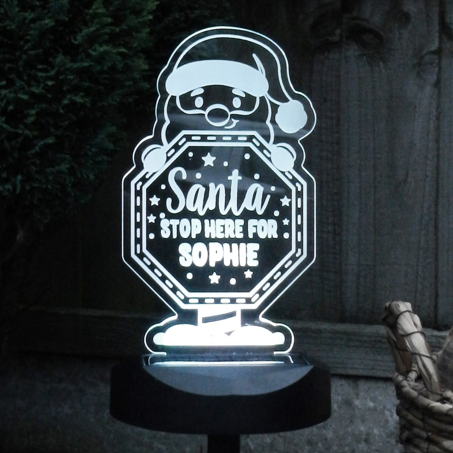 Personalised Santa Stop Here Sign Outdoor Solar Light - Personalise It!