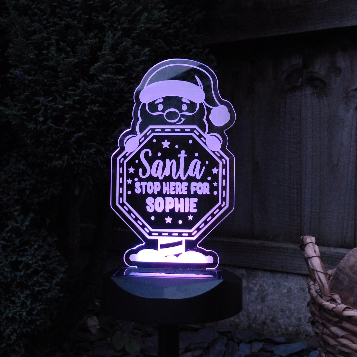 Personalised Santa Stop Here Sign Outdoor Solar Light - Personalise It!