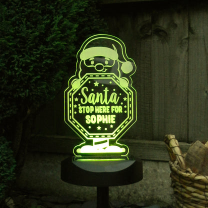 Personalised Santa Stop Here Sign Outdoor Solar Light - Personalise It!