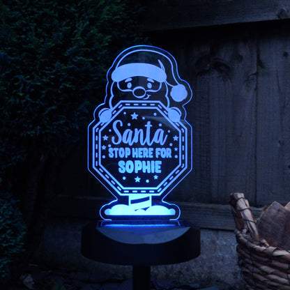 Personalised Santa Stop Here Sign Outdoor Solar Light - Personalise It!